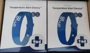 TAD Set of 2 Wearable Temperature Alert Devices Blue Band Monitors Temp and Time