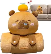 Nap Mats for Preschool,Portable Cute Soft Capybara Kids Blanket - Travel Pillows, Comfortable Shawl for Family, Friends, Pool, Garden Or Beach