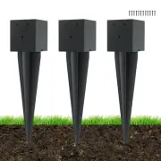 3 Pcs 4 "x 4 "Fence Post Anchors Ground Spike (Actual 3.6 ” X 3.6”)，Heavy Dut...