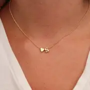 Heart & Letter Pendant Necklace J Lettering - Silver - One Size