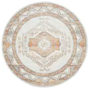 Madison Light Grey Terracotta Aztec Medallion Round Rug