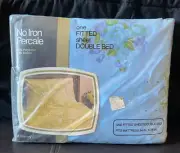NEW Vintage JC Penney Fashion Manor Double Bed Fitted Sheet No Iron Percale Blue