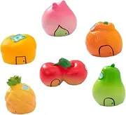 GRADENEVE 6pcs Realistic Fruit Resin Figurines Lifelike Pineapple Pear Persimmon Cherry Models Faux Fruit Ornaments for Home and Garden Decoration
