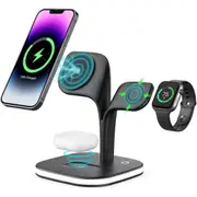 iPhone Apple Watch AirPods Wireless Charger Magsafe Charging Dock Station Black