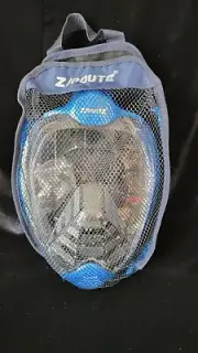 Swimming Snorkel & Full Face Mask Zipoute Small/Medium New w/ Manual Mesh Bag