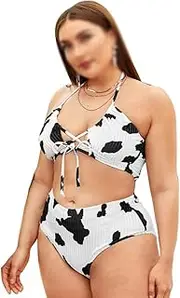 Plus Size Ladies Bikini Set High Waist Swimsuit Large Plus Size Swimwear Beachwear