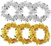 Mobestech 6Pcs Sparkly Star Christmas Decorative Garland Tinsel Star String for Tree Door Table for Festive Atmosphere and Holiday Celebrations