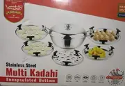 Stainless Steel Multi Kadhai Cooking Wok Karahi Steel Kadai Idli Maker Dhokla