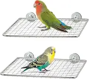 Jevnd 2pcs Stainless Steel Bird Perches for Cage, Open-Grid Easy Clean Parrot Perch Stand, Claw-Friendly Grip Parakeet Perches Shelves, Flat Bird Platform Perch for Cockatiel, Conure, Budgie, Quaker