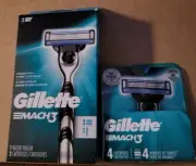 Gillette Mach 3 Men's Razor 3 Blade Razor & 2 Cartridges Plus 4pk Refills
