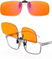 VUEECLAT Clip On Blue Light Glasses for Woman Men Orange with 180° Flip Feature - Protect Your Eyes from Digital Screen Damage & Reduce Eye Strain (Perfect for Glasses Wearers)
