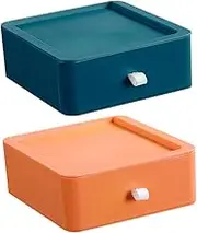 jojofuny 2pcs Plastic Drawer Storage Box Multi-layer File Case Office Supplies Easy Clean