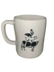 Rae Dunn Farm Line 2024 - CLUCK, OINK, MOO - White Ceramic Mug-Rooster/Pig/Cow