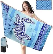 Joyoldelf Beach Towel Microfibre Towel Bath Towel - 180 x 90 cm Beach Towels Quick Drying Beach Towel Large, Lightweight and Thin Portable Microfibre Towels Sand-Free (Sea Turtle)