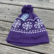 Juncture Knit Beanie Toboggan Winter Hat Ski Snowboard fleece lined Snowflakes