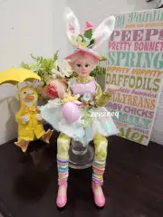 Easter Spring Bunny Fairy Elf Shelf Sitter Doll 18” Posable Mantel Decor