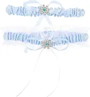[GLSTOY] 1 Set Leg Rings Lace Garters Adjustable Stretchy Be Ring Wedding Accessory Shower for Accessories Leg Strap Pink Wedding ’ Decorative ’s Bride Decoration Sky-blue Lace