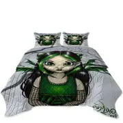 Gothling Cute Green Goth Fairy in Misty Forest Coverlet