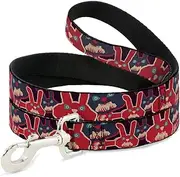 Buckle-Down Dog Leash, Angry Bunnies Purple/Red/Blue, 4 Feet Length x 1.5 Inch Wide