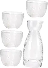 Elegant Glass Wine Serving Set Japanese Design Sake Pot Cups for Hotel Home