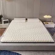 Plush Futon Mattress Japanese Folding Floor Mattress Roll Up Guest Mattress Printed Floor Sleeping Pad Double Single Bed Mattress Topper Floor Lounger Bed Sofas,White,150x200cm(59 * 79in)