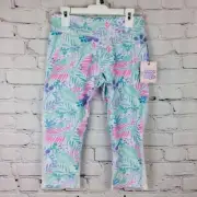 More Than Magic Girls Sz M Capri Leggings Floral w/Mesh Insert Gymnastics Yoga