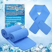 Mini PVA Cooling Towels - 3Pcs Quick Chilly Gym Towel Lasts 5 Hours for Neck and Face Hot Weather, Highly Absorbent, UPF 50+ for Outdoor Workout Sports Golf Yoga (29" x 3", Blue)