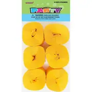 Yellow Crepe Streamers (Pack of 6)