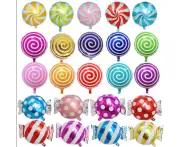 Candy Balloons, Set of 23 Mylar Balloons Lollipop Swirls Peppermint Balloons for A Candy Bar or Candy Buffet, Candy Birthday Party Decor