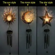 LED Solar Wind Chimes Moon Lights Crackle Ball Outdoor Garden Decor Waterproof