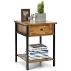 Retro Nightstand Bedside Table Storage Livingroom End Table Cabinet Drawer Shelf