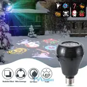Colorful Snowflake Projector E27 Light Bulb LED Moving Snowfall Laser Landscape