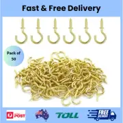 50 Pack Cup Screw Hooks Metal Ceiling Hooks Screw-In Eye Hook Holder for Small C