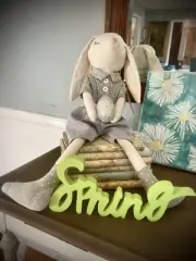 RABBIT HILL FARM Easter Spring BUNNY W/Egg Plush Bunny Weighted Bottom