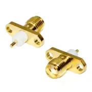 50-Pack SMA Female 2 Hole Flange Mount Solder Terminal RF Coaxial Connector