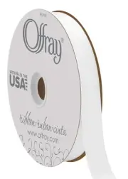 Berwick Offray 7/8" Wide Double Face Satin Ribbon, White, 100 Yards