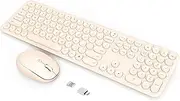 Wireless Keyboard Mouse Combo - 2.4Ghz Aesthetic Quiet Keyboard and Mouse Wireless - 110 Keys Full Size Ultra-Thin Keyboard for Laptop, Computer, PC, Notebook, Windows, Mac OS (Khaki)