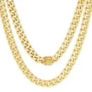 10K Yellow Gold Mens 7.5mm Miami Cuban Link Chain Italian Necklace Box Clasp 24"