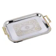 Nordic Stainless Steel Serving Tray With Handles Elegant Rectangular Coffee Bar Food Holder Dessert Display Plate Decor Gold S