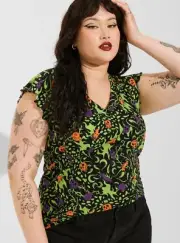 Torrid Disney Villains Flutter Sleeve Top Shirt Halloween NWT New 2X