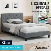 ALFORDSON Bed Frame Queen Double King Single Wooden Base Platform Grey Fabric King Single
