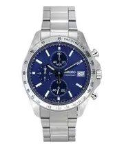 Seiko Spirit Quartz SBTR023 Mens Watch Chronograph Tachymeter Stainless Steel Blue Dial 100M Date Display