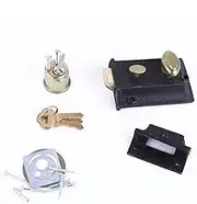 Standard Vintage Deadlocking Night Latch with Knob Handle Rim Door Lock Bathroom Latch External Door Lock 3 Keys for Home Bedroom