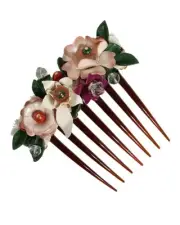 Dolce & Gabbana Floral Hair Comb Brown Resin Hair Accessory Women Other
