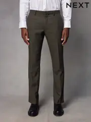 Green Slim Fit Textured Wool Suit Trousers (K86557) | $62