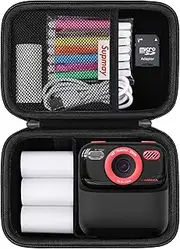 Supmay Hard Carrying Case for Cimizi/for masterbee/for MgaoLo Upgrade Kids Camera Instant Print, Toys Storage Bag with Mesh Pocket for Roll Printing Papers, USB Cable, SD Card, Colour Pen, Black