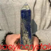 1.45LB Natural lapis lazuli jasper obelisk quartz crystal point healing XA4496