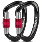 STURME UIAA Certified Climbing Carabiner Clips, 2 Pack 25KN(5623lbs) Screwgat...