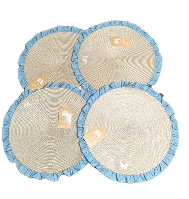 Set of 4 Dolly Parton Blue Ruffle Round Placemats Viral Discontinued