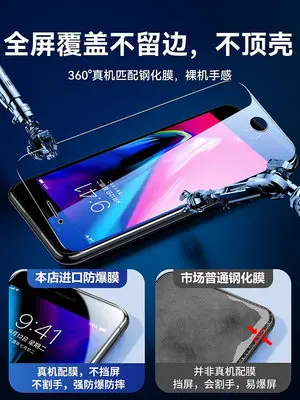 蘋果8plus鋼化膜8p手機iphone8全包邊ip防窺iphone全屏i8抗藍光plus高清8sp
